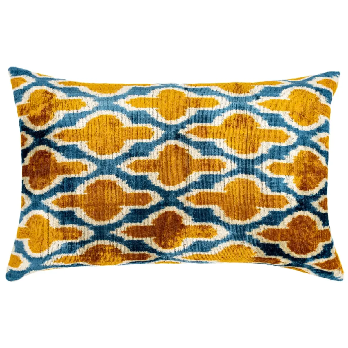 Handmade Throw Pillow Cover & Feather Insert | Gold Blue Geometric | Soft Throw Pillow| Luxury Decorative for Couch