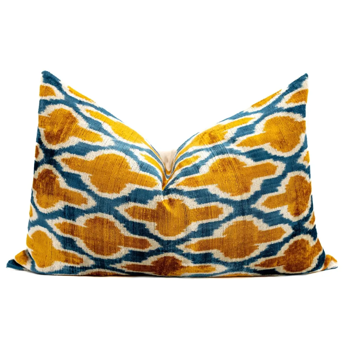 Handmade Throw Pillow Cover & Feather Insert | Orange Blue Pillow | Soft Throw Pillow| Luxury Decorative for Couch | 16