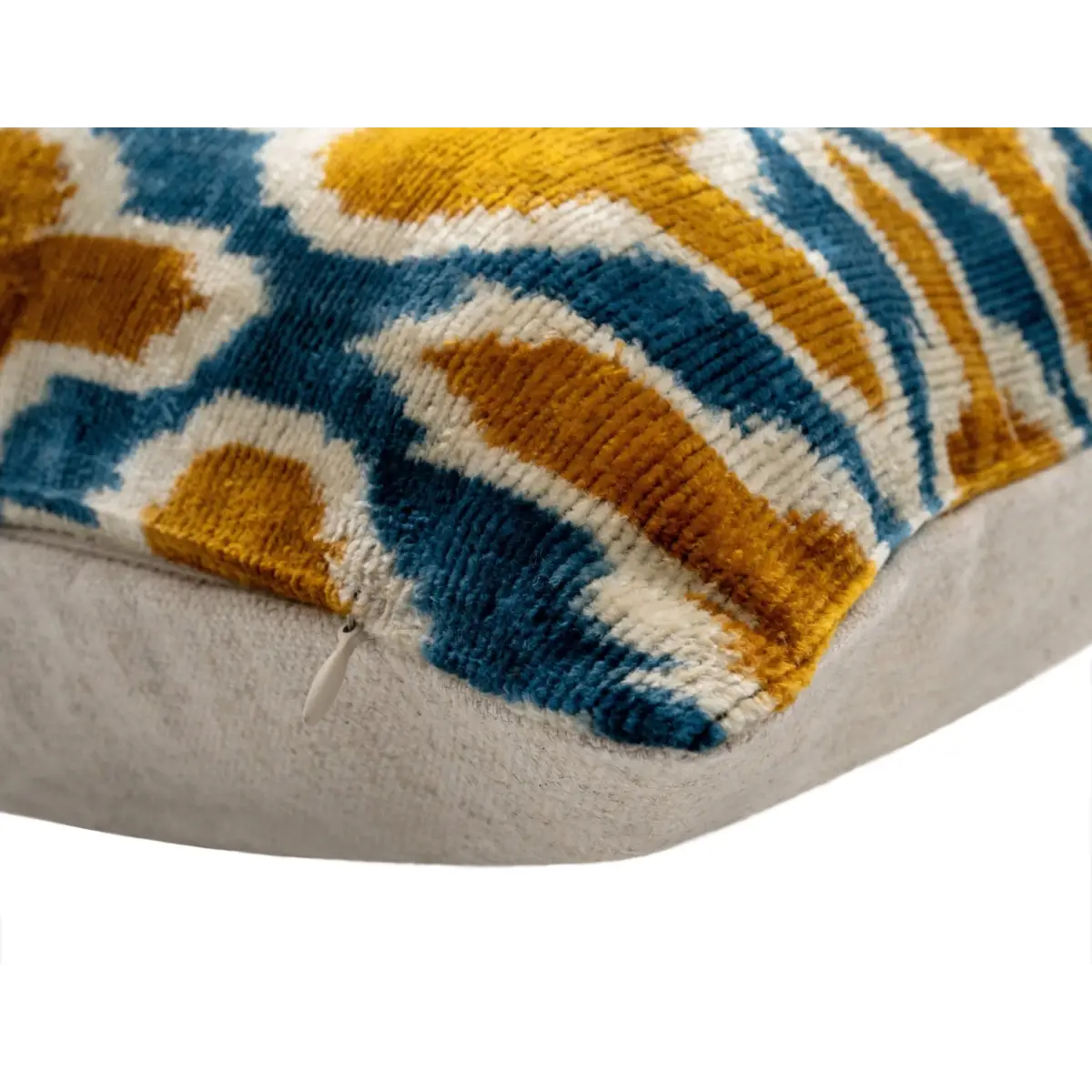 Handmade Throw Pillow Cover & Feather Insert | Orange Blue Pillow | Soft Throw Pillow| Luxury Decorative for Couch | 16