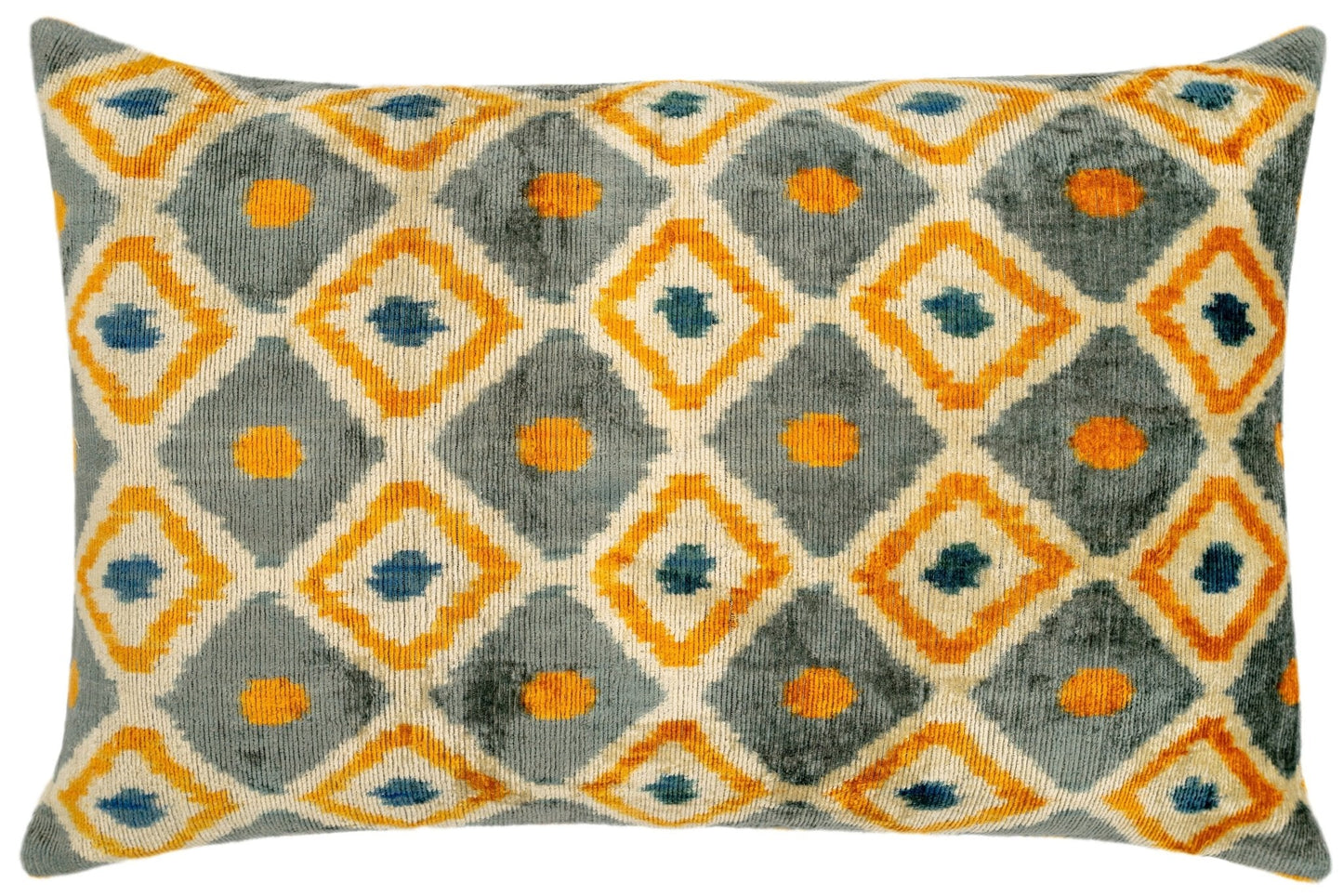 Funda de almohada hecha a mano y relleno de plumas | Almohada de color naranja y gris | Almohada suave | Decoración de lujo para sofá | 16 x 24 pulgadas 