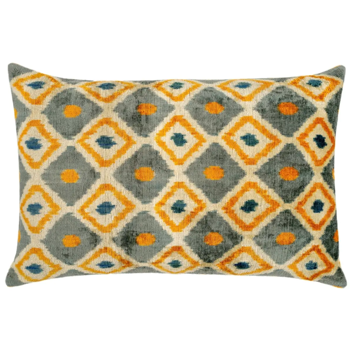 Handmade Throw Pillow Cover & Feather Insert | Orange Gray Pillow | Soft Throw Pillow| Luxury Decorative for Couch | 16