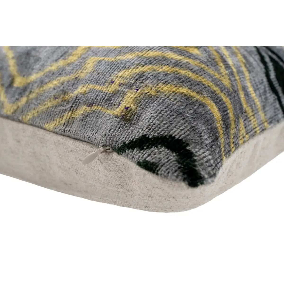 Handmade Throw Pillow Cover & Feather Insert | Yellow Gray Pillow | Soft Throw Pillow| Luxury Decorative for Couch | 16