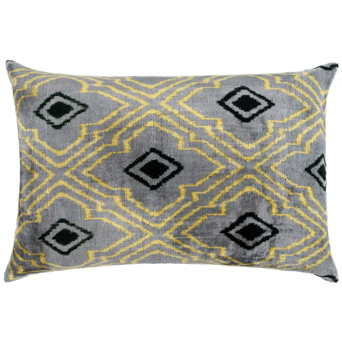 Handmade Throw Pillow Cover & Feather Insert | Yellow Gray Pillow | Soft Throw Pillow| Luxury Decorative for Couch | 16