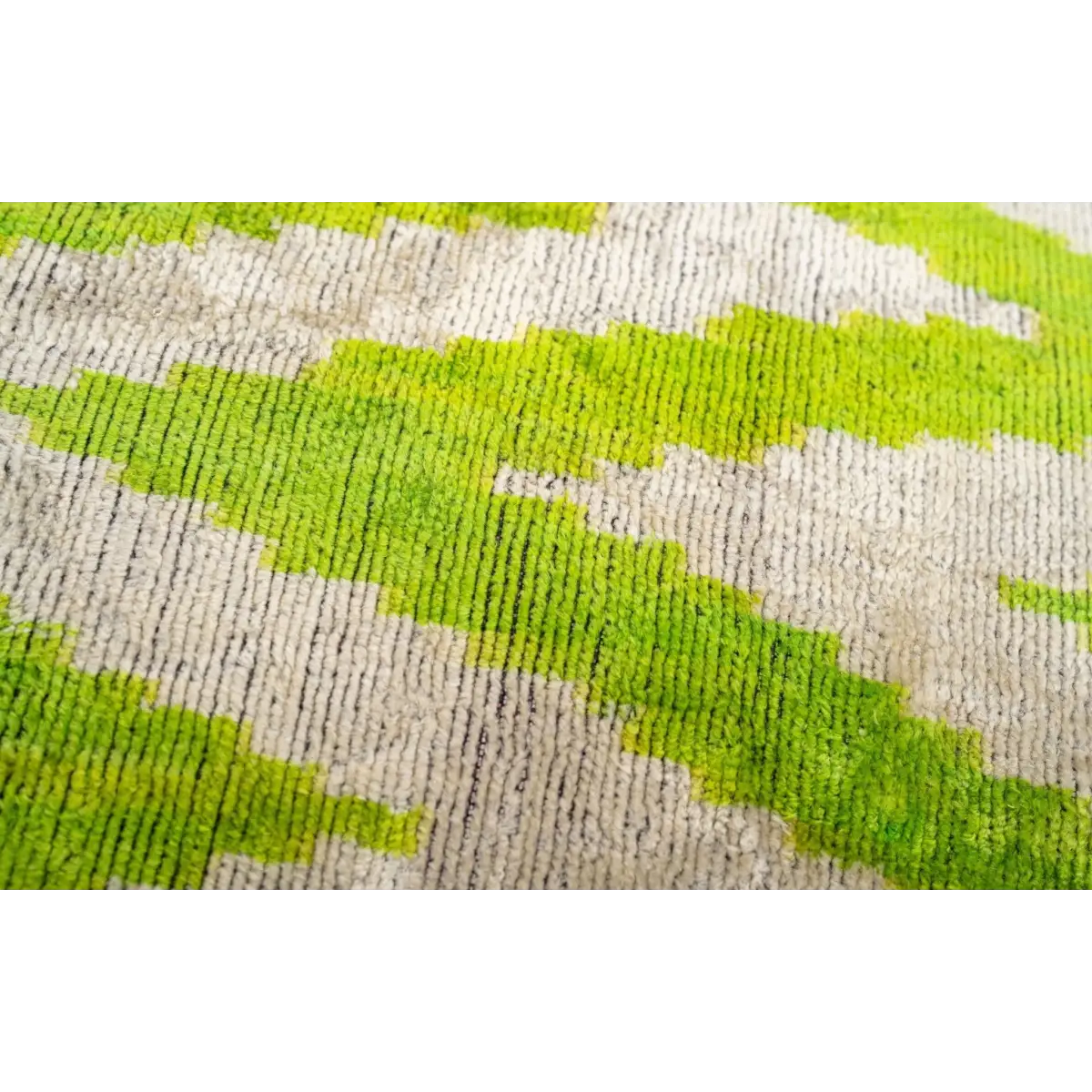 Handmade Throw Pillow Cover & Feather Insert | Zigzag Green Ivory | Soft Throw Pillow| Luxury Decorative for Couch | 16