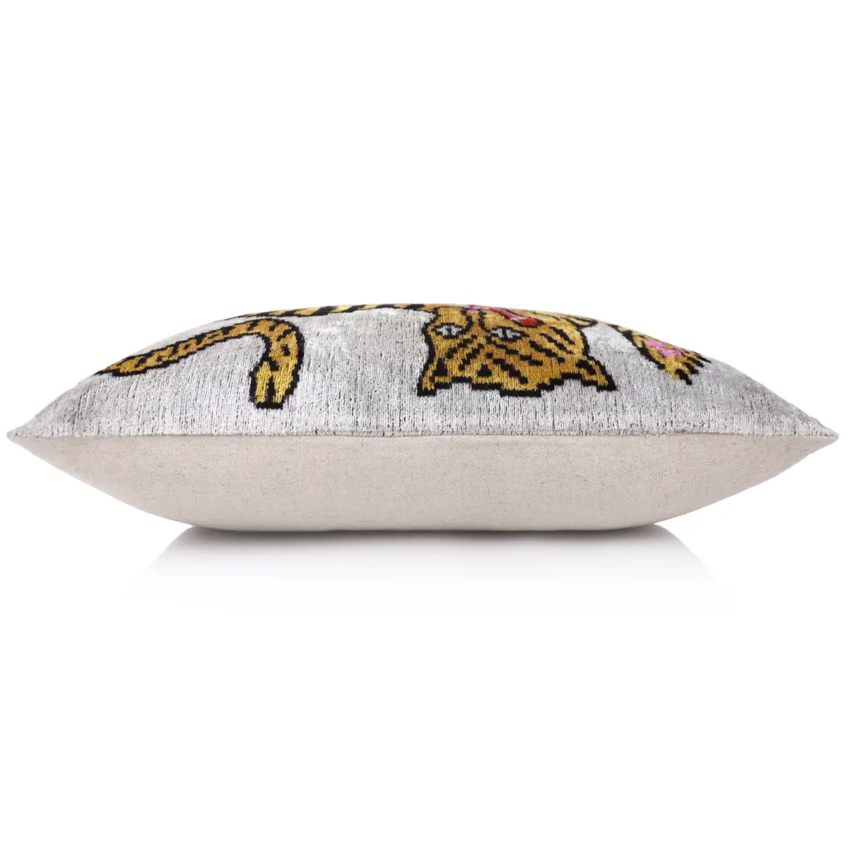 Handmade Tiger Design Velvet Lumbar Pillow 16x24 – Bold Artisan Statement Cushion - Canvello