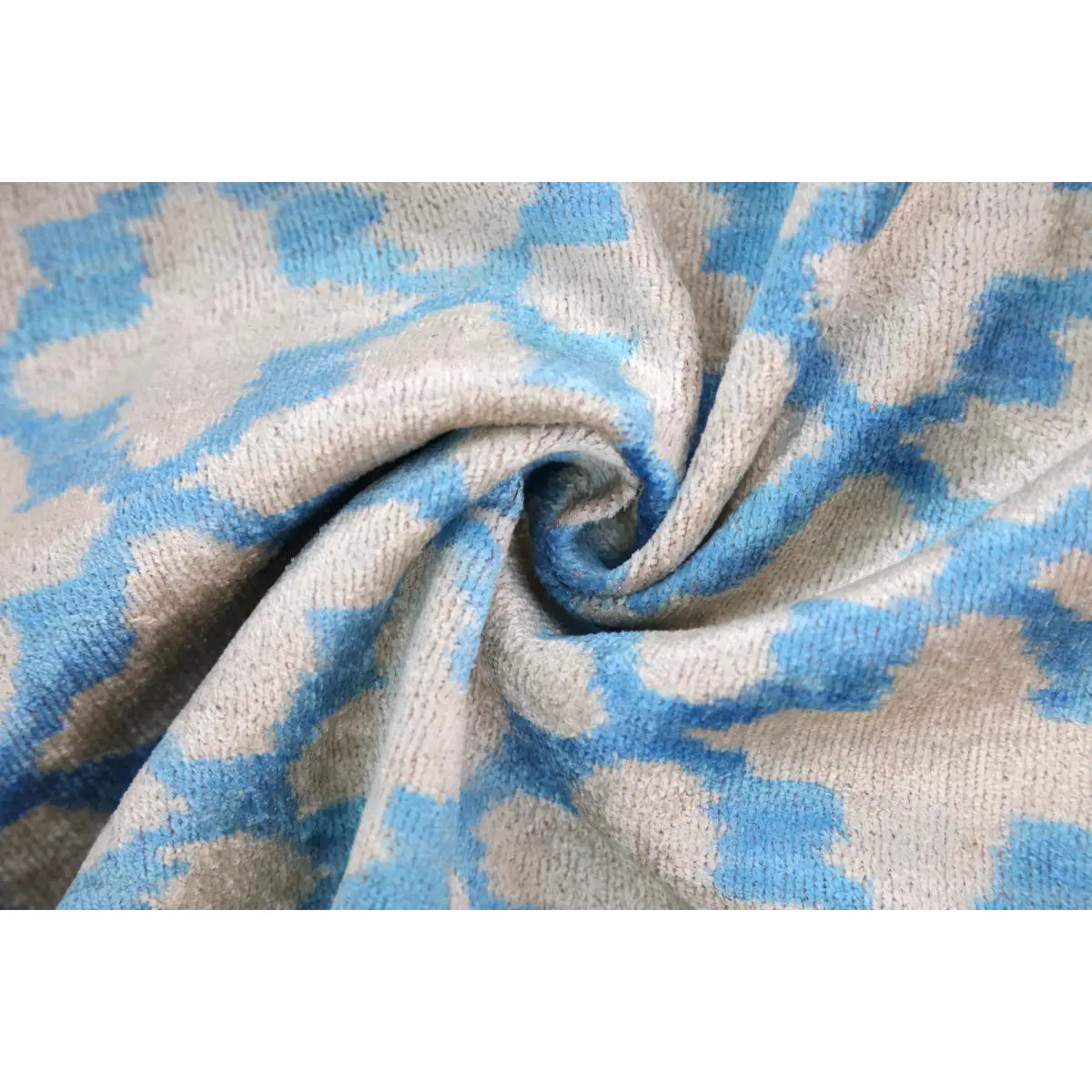 Luxury Velvet Pillow – Sky Blue & Sand Ikat Lumbar 16x24’’ - Canvello