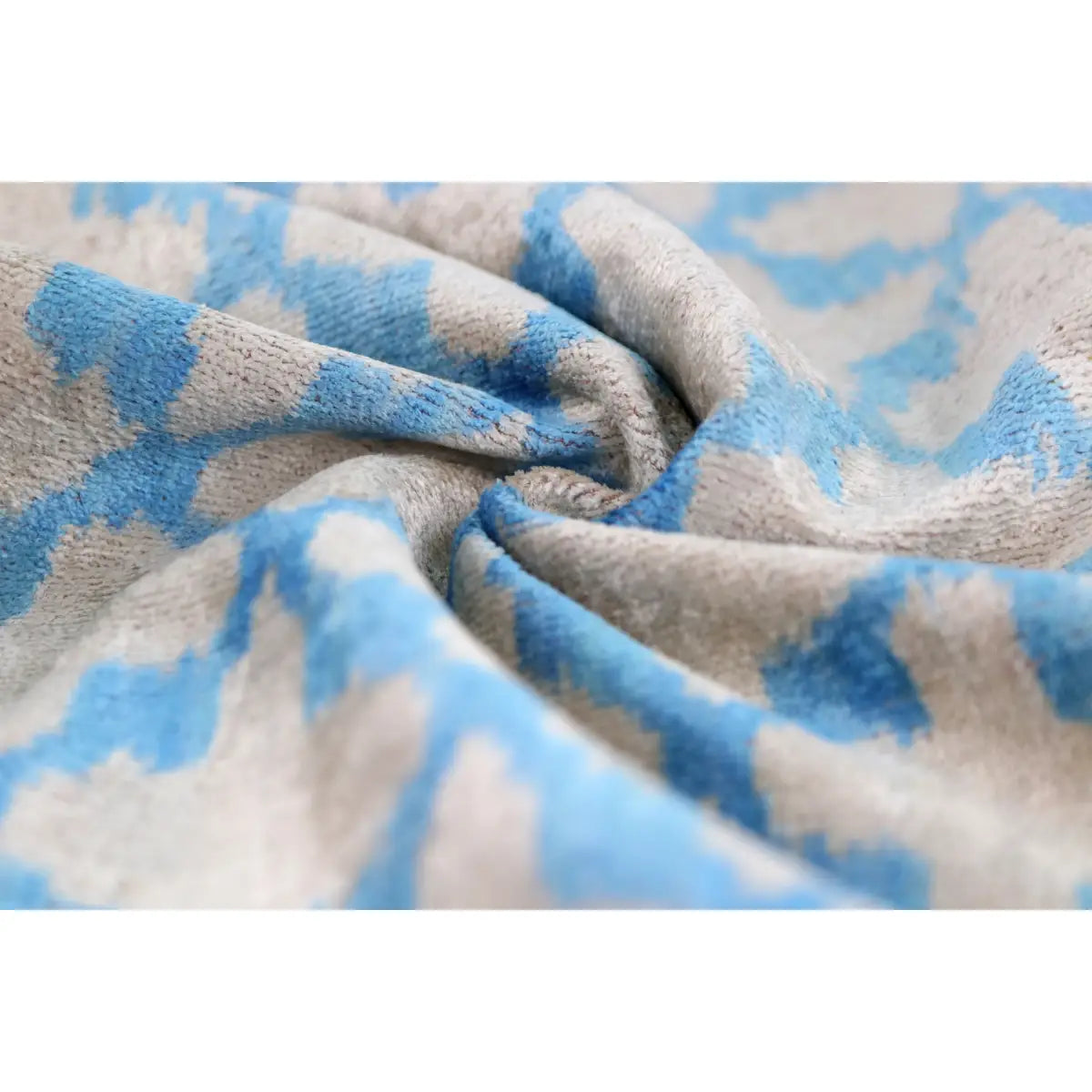 Luxury Velvet Pillow – Sky Blue & Sand Ikat Lumbar 16x24’’ - Canvello