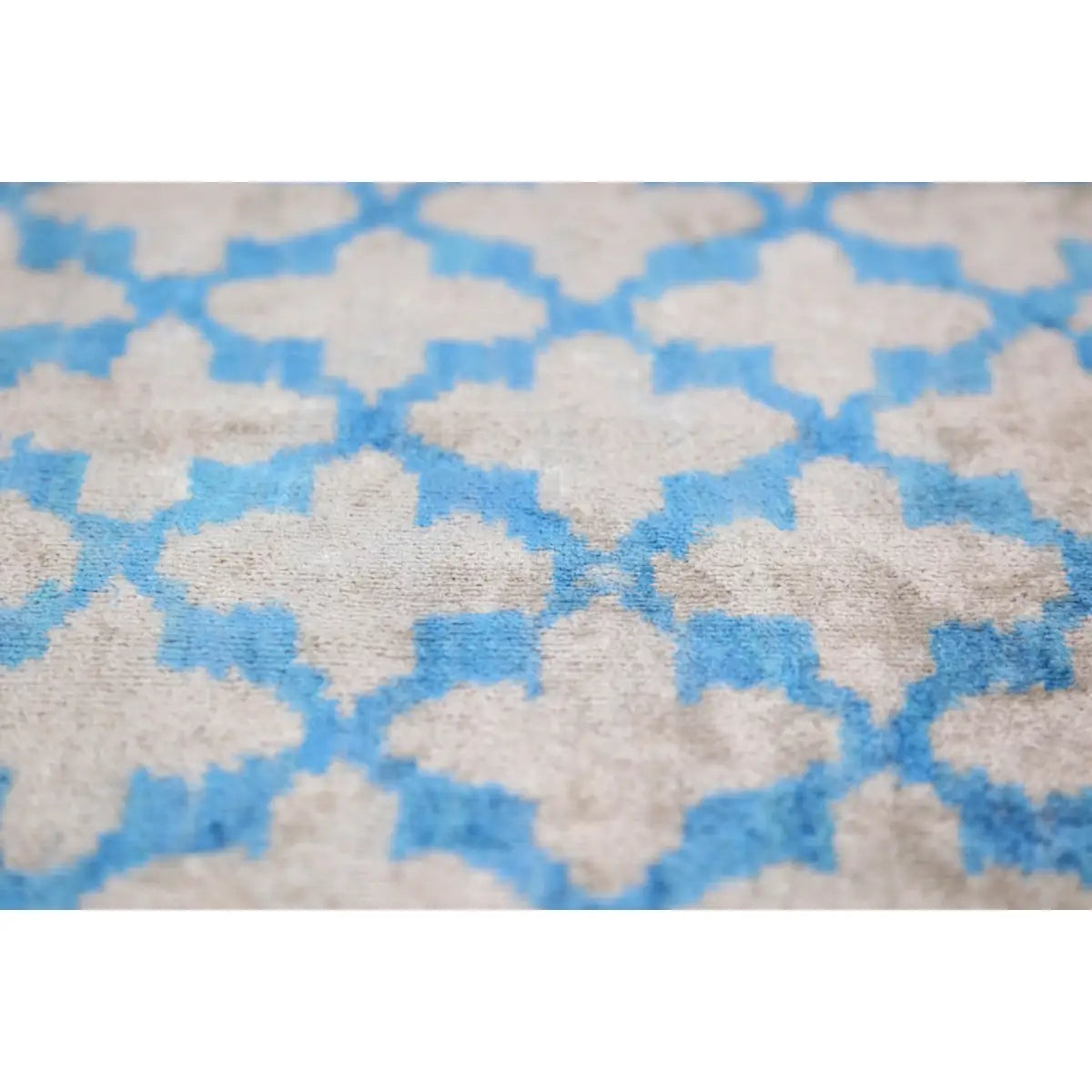 Luxury Velvet Pillow – Sky Blue & Sand Ikat Lumbar 16x24’’ - Canvello