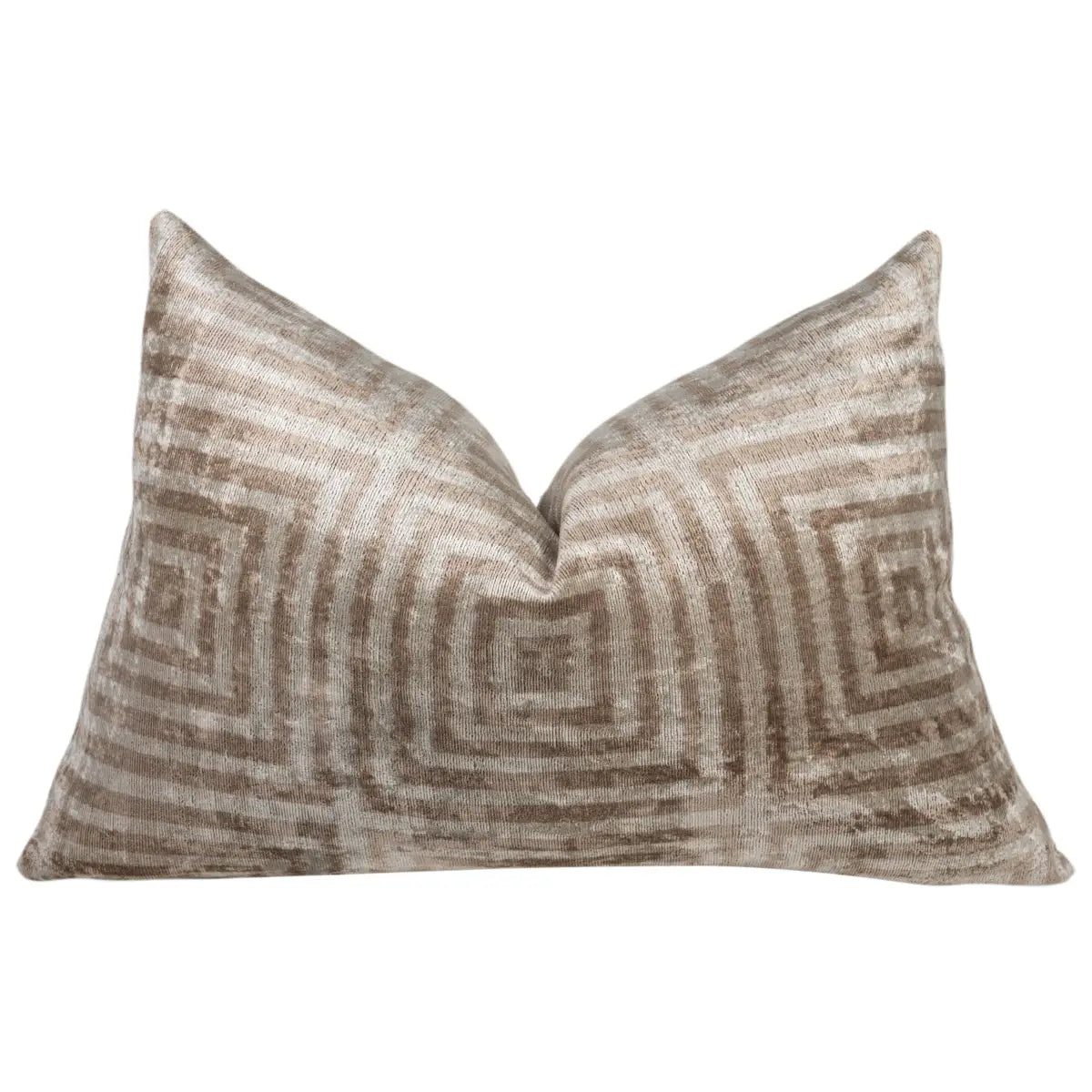 Luxury Silk Velvet Pillow – Beige Labyrinth Lumbar 16x24’’ - Canvello