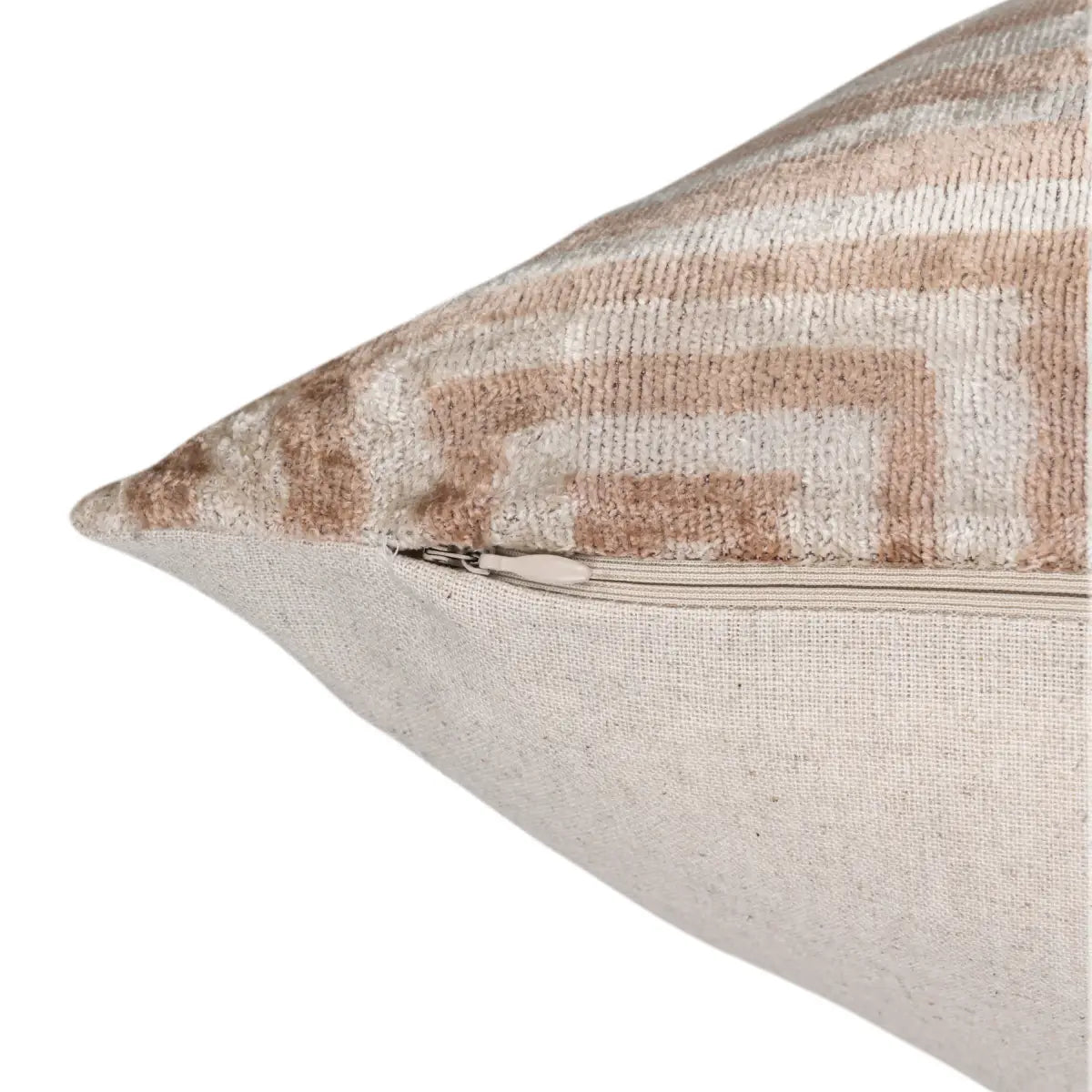 Luxury Silk Velvet Pillow – Beige Labyrinth Lumbar 16x24’’ - Canvello