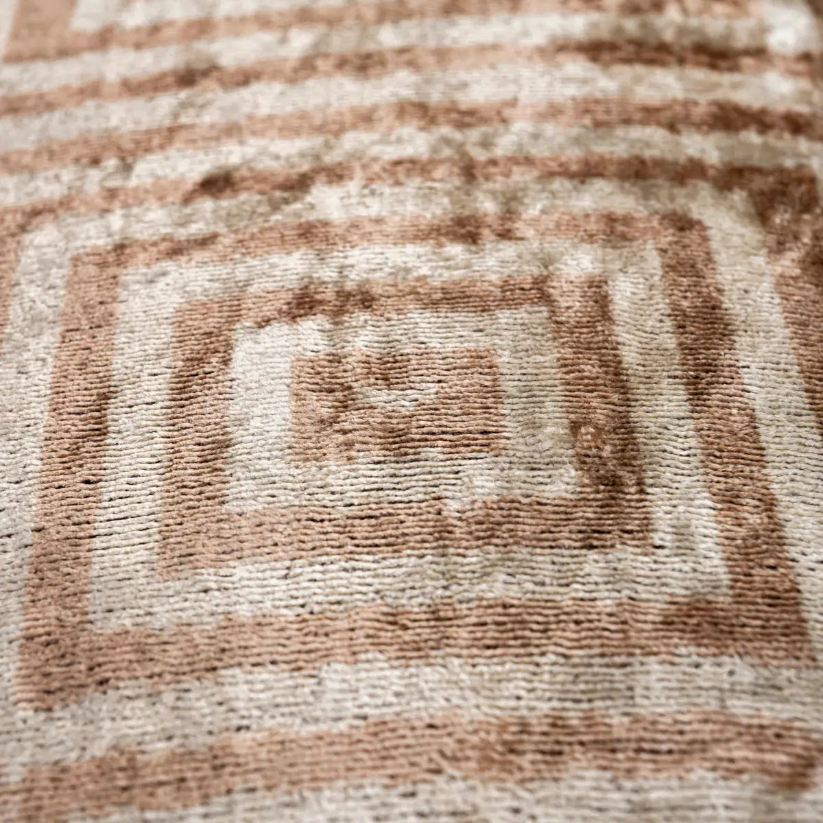 Luxury Silk Velvet Pillow – Beige Labyrinth Lumbar 16x24’’ - Canvello