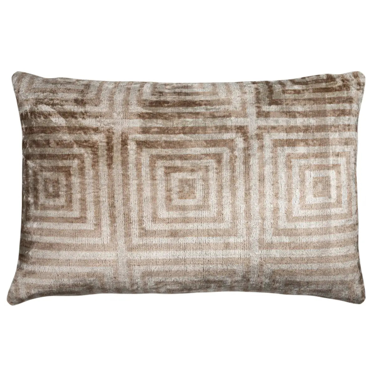 Luxury Silk Velvet Pillow – Beige Labyrinth Lumbar 16x24’’ - Canvello
