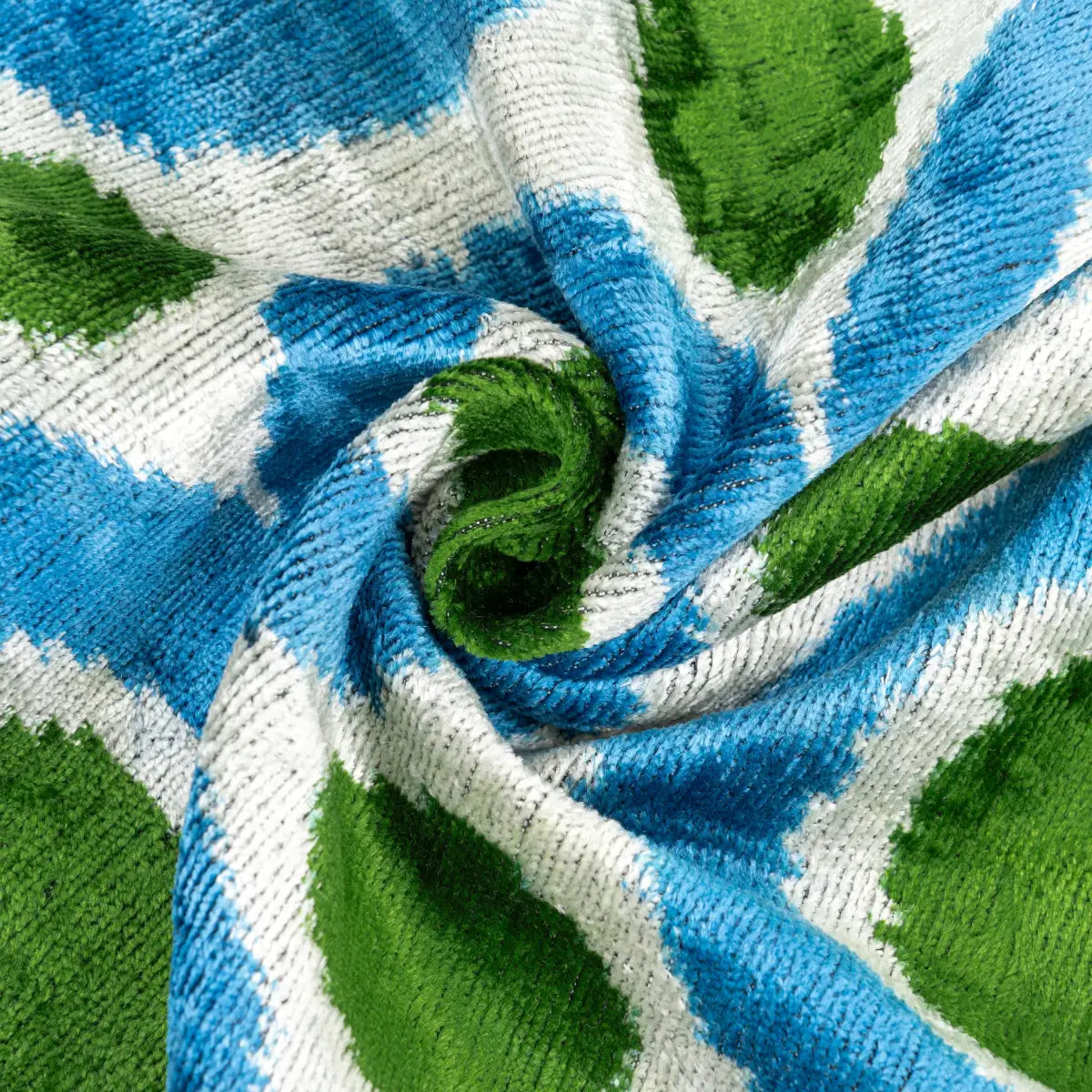 Luxury Silk Velvet Pillow – Blue & Green Retro Circles Lumbar 16x24’’ - Canvello