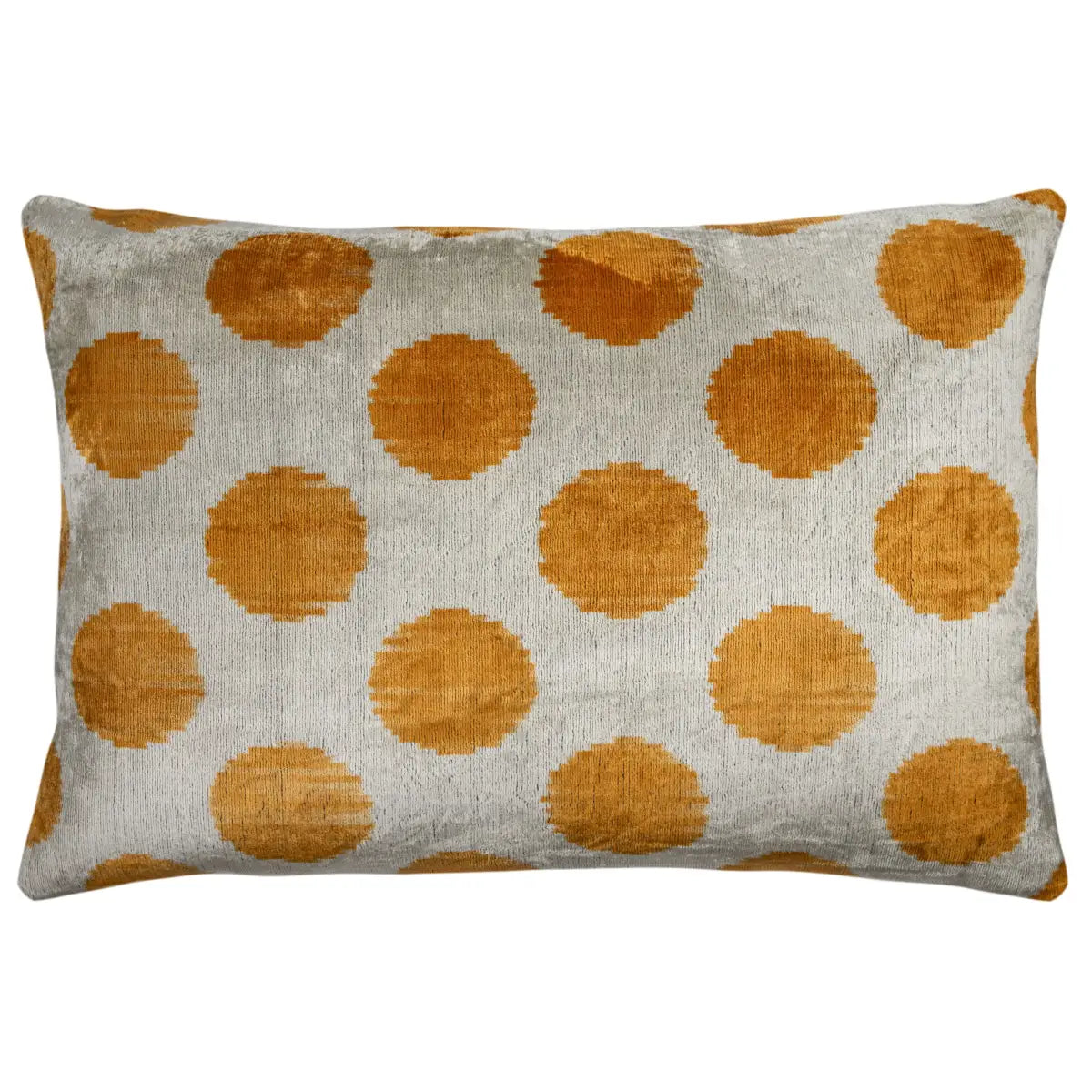 Luxury Silk Velvet Pillow – Gold Mustard Polka Dot Lumbar 16x24’’ - Canvello