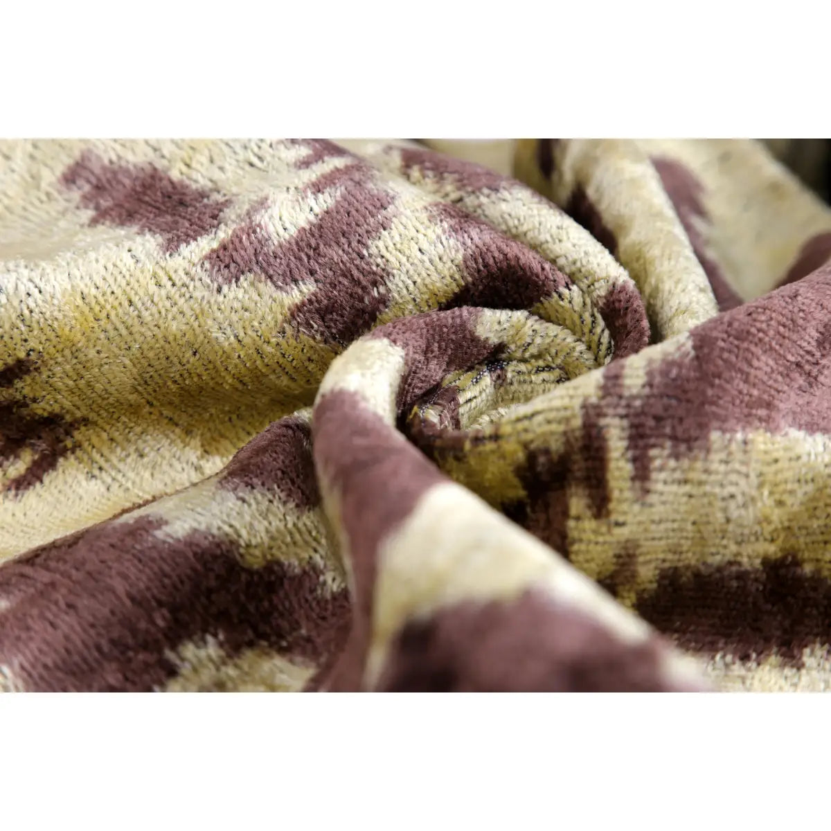 Luxury Velvet Pillow – Handmade Gold & Brown Ikat Lumbar 16x24’’ - Canvello