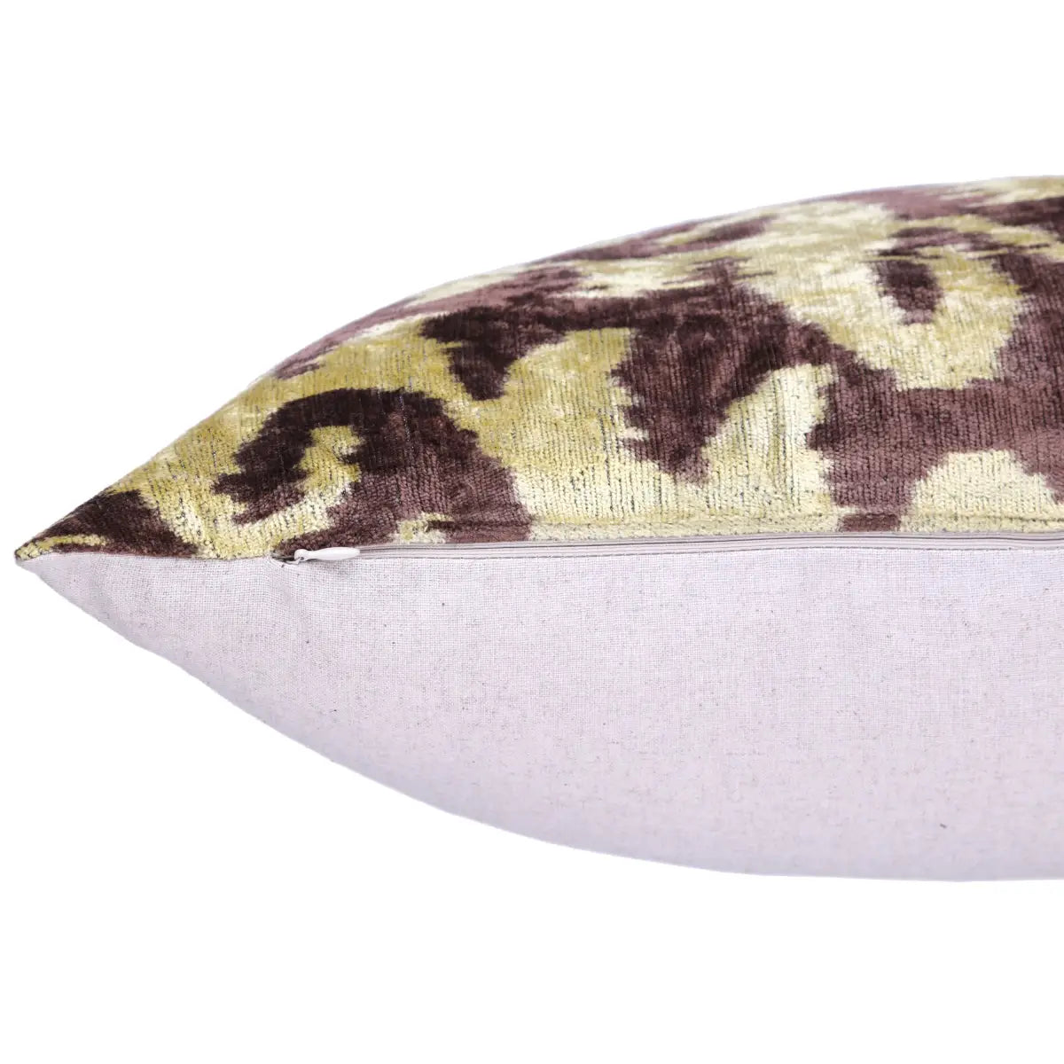 Luxury Velvet Pillow – Handmade Gold & Brown Ikat Lumbar 16x24’’ - Canvello