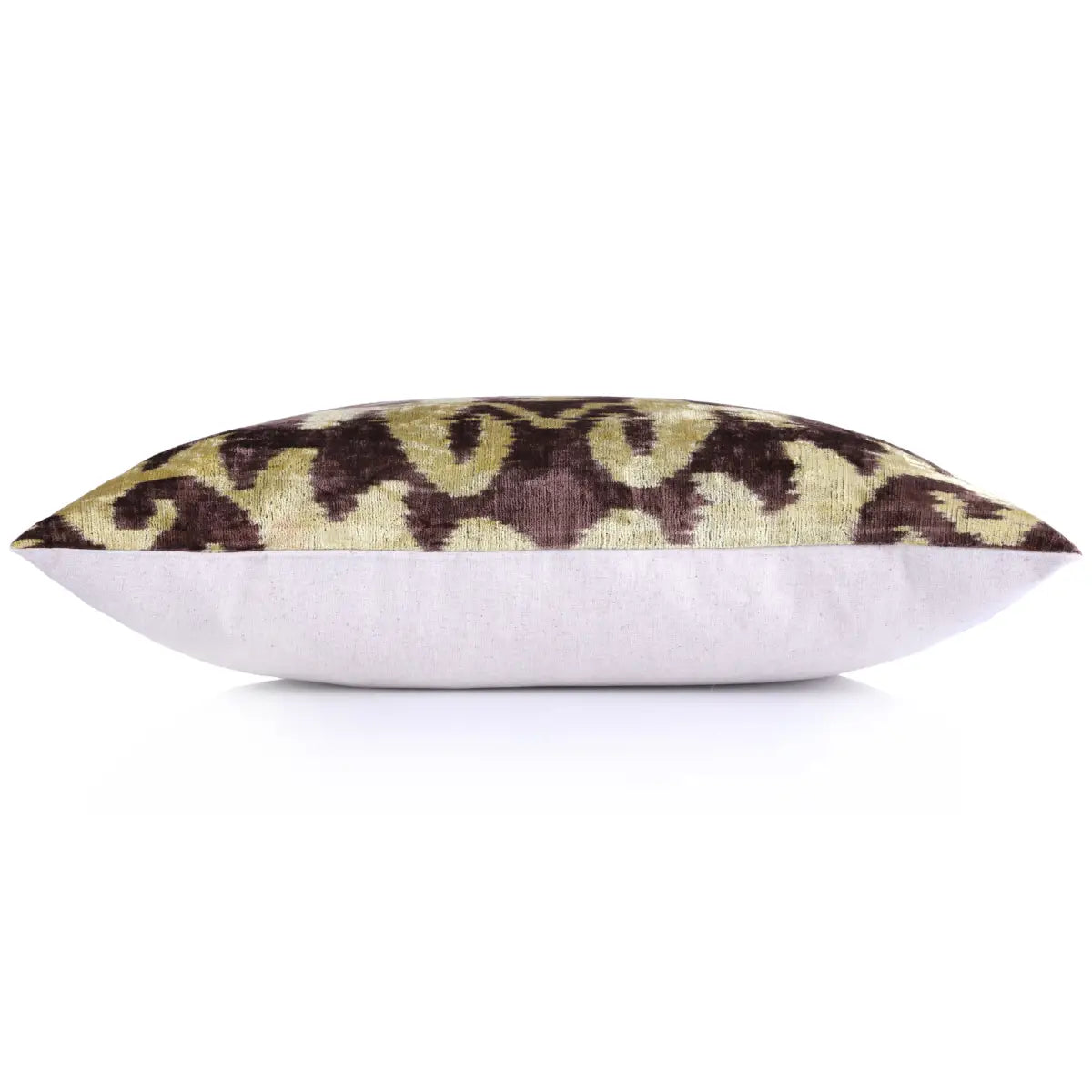 Luxury Velvet Pillow – Handmade Gold & Brown Ikat Lumbar 16x24’’ - Canvello