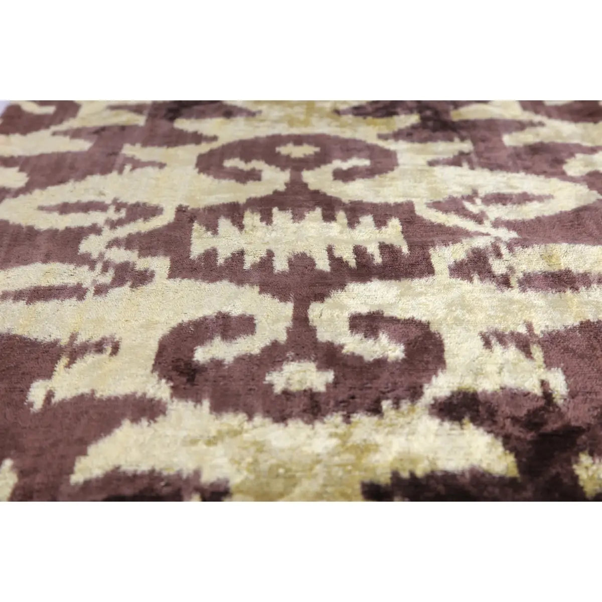 Luxury Velvet Pillow – Handmade Gold & Brown Ikat Lumbar 16x24’’ - Canvello