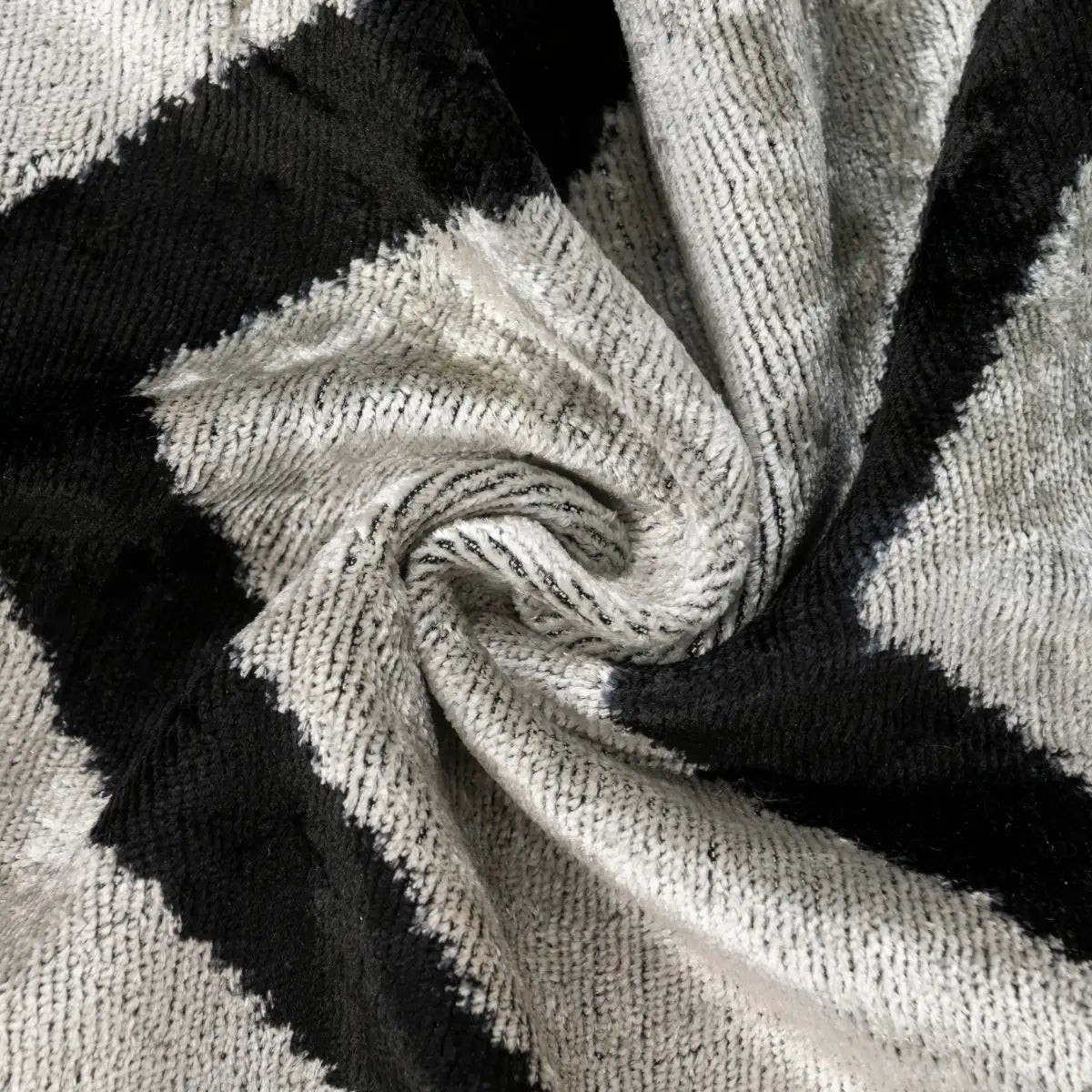 Luxury Silk Velvet Pillow – Silver & Black Chevron Lumbar 16x24’’ - Canvello
