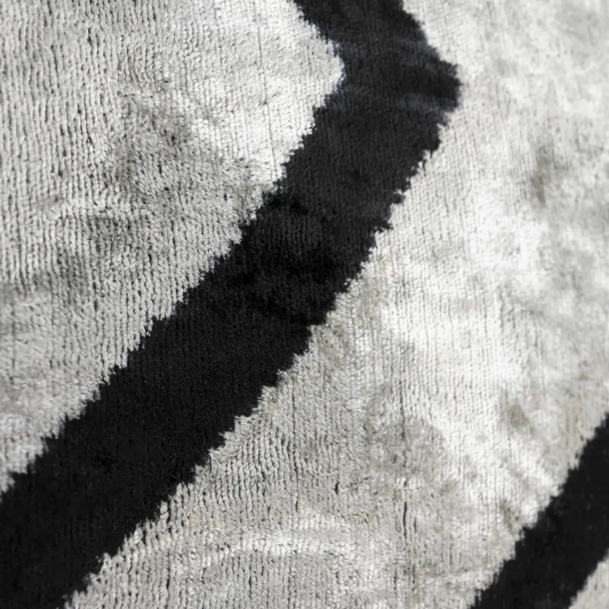 Luxury Silk Velvet Pillow – Silver & Black Chevron Lumbar 16x24’’ - Canvello