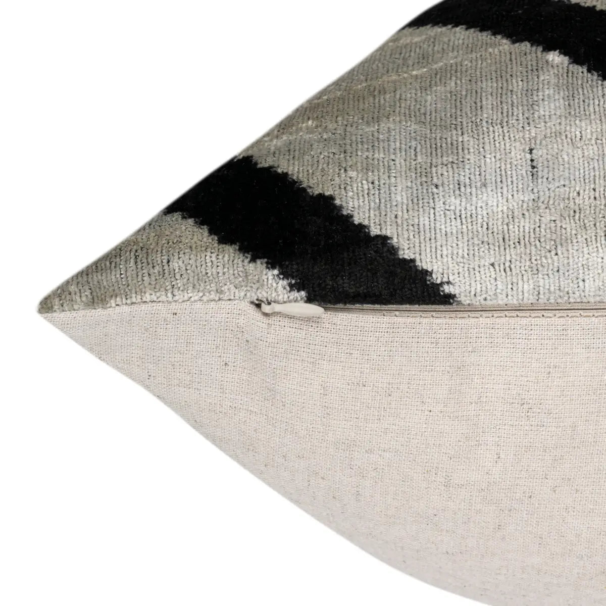 Luxury Silk Velvet Pillow – Silver & Black Chevron Lumbar 16x24’’ - Canvello