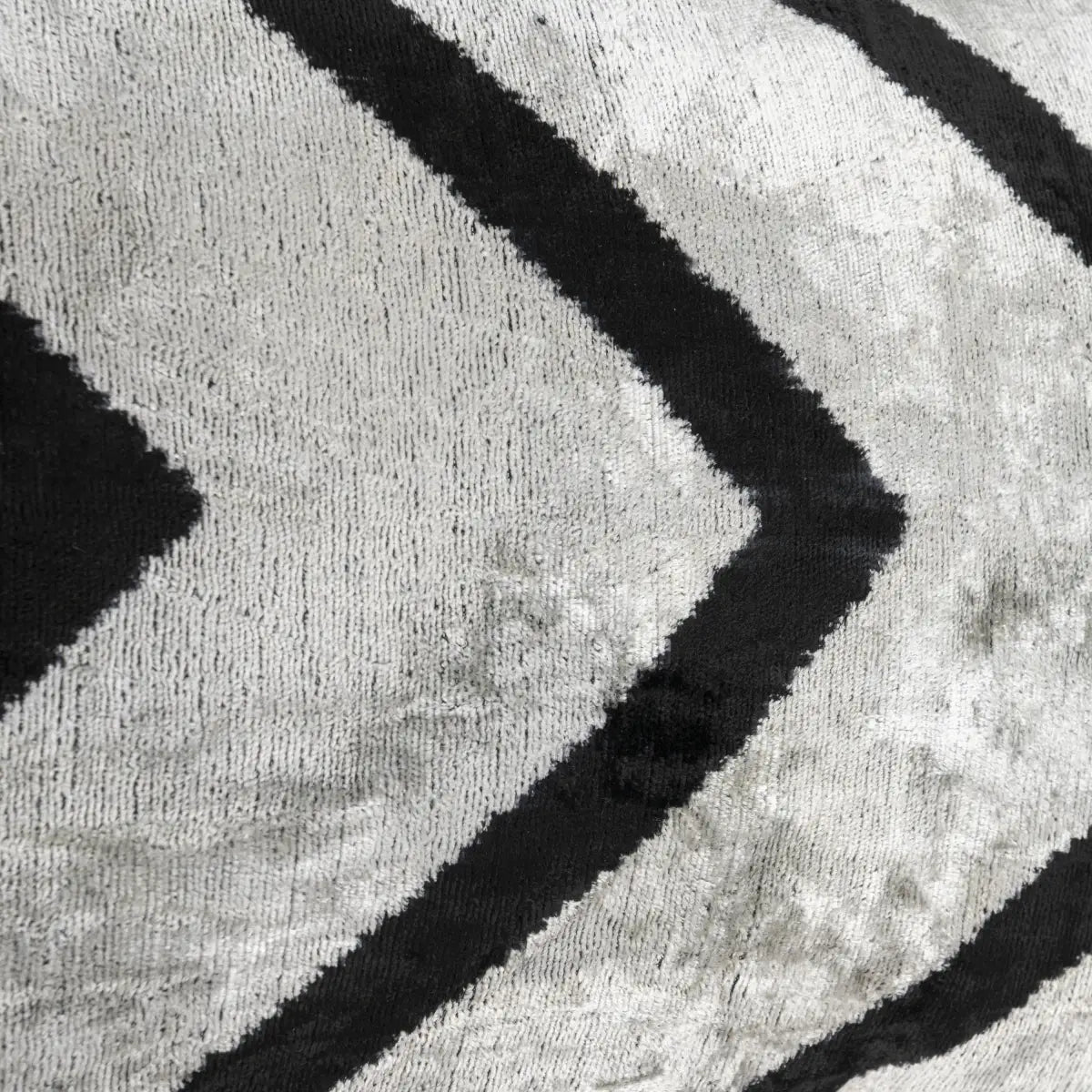 Luxury Silk Velvet Pillow – Silver & Black Chevron Lumbar 16x24’’ - Canvello