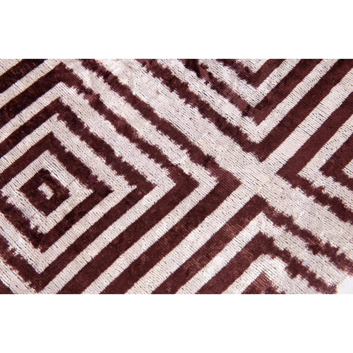 Luxury Silk Velvet Throw Pillow - Brown & Beige Geometric Square 16x16’’ - Canvello