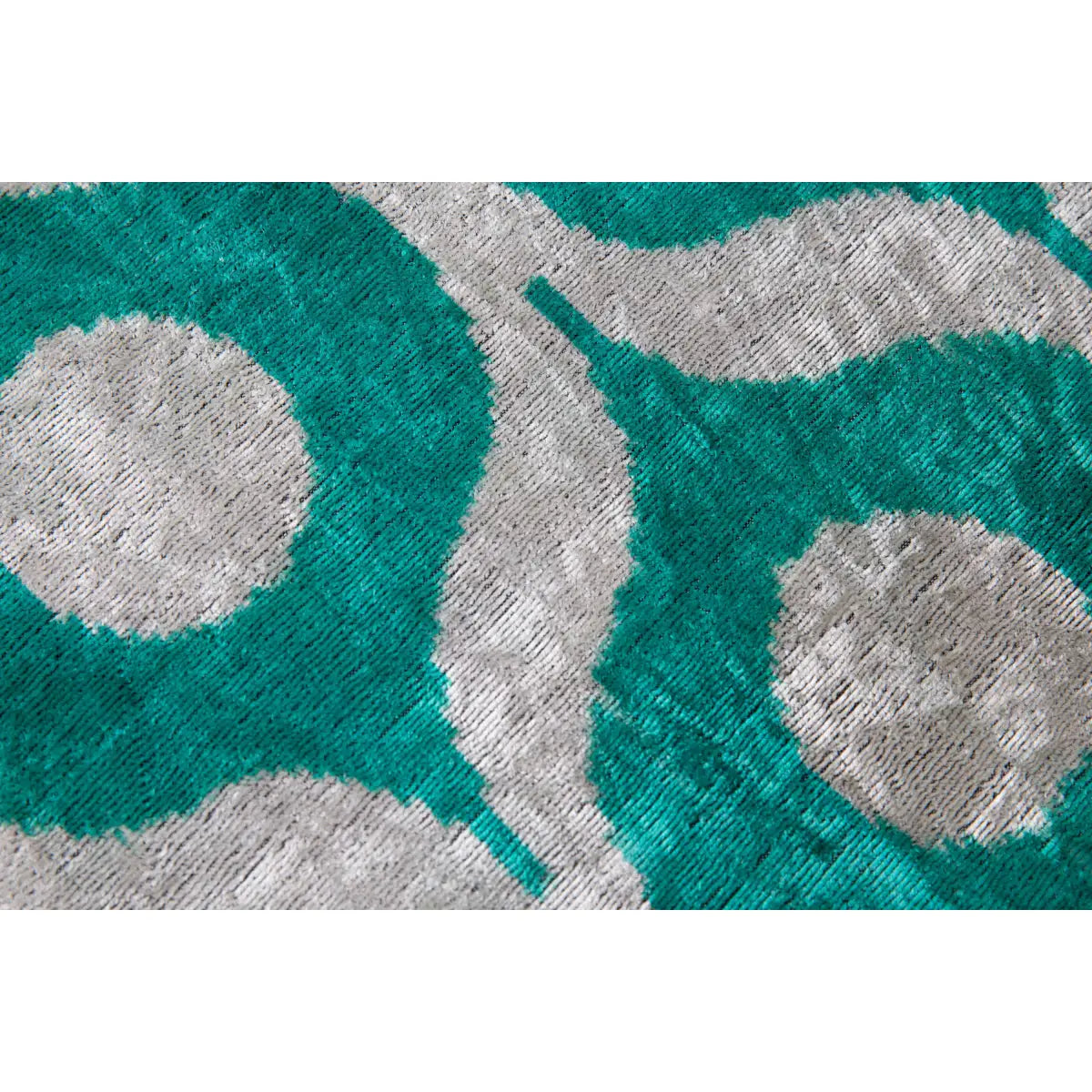 Luxury Silk Velvet Pillow - Teal & Beige Geometric Circle Square 16x16’’ - Canvello