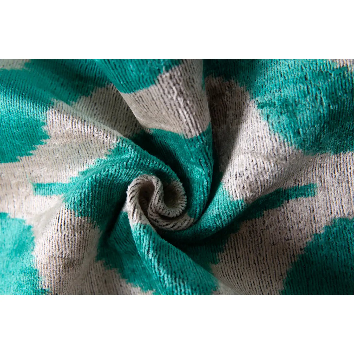 Luxury Silk Velvet Pillow - Teal & Beige Geometric Circle Square 16x16’’ - Canvello