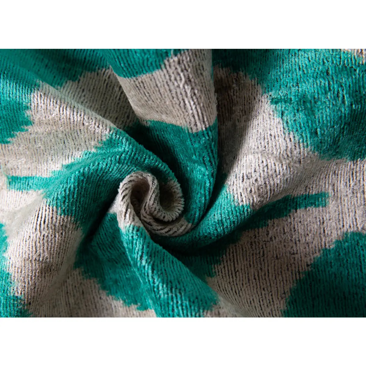 Luxury Silk Velvet Pillow - Teal and Beige Geometric Lumbar 16x24’’ - Canvello
