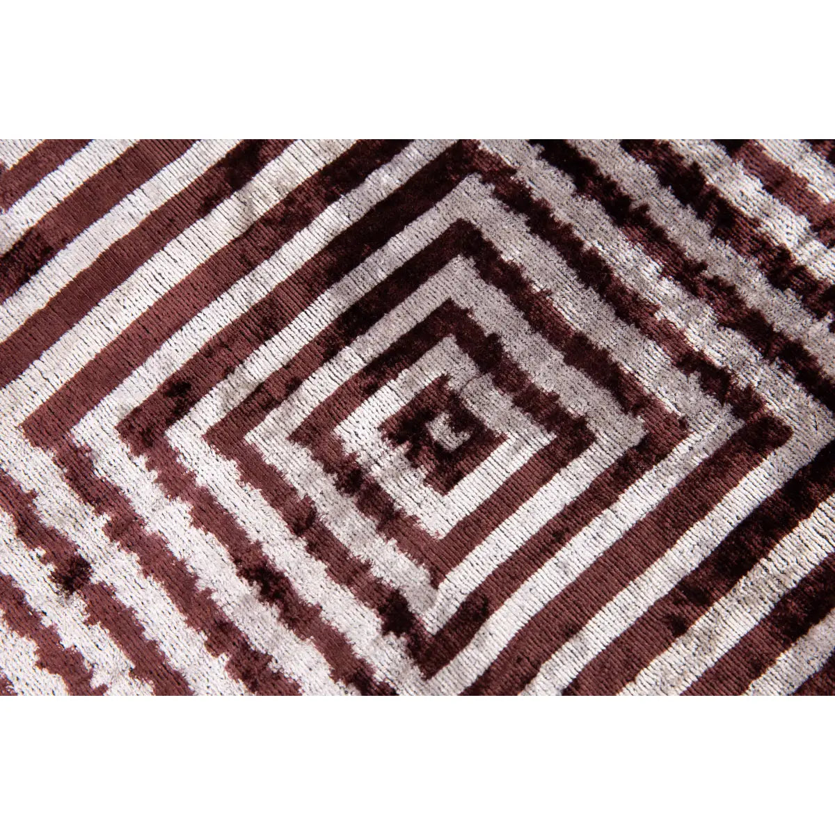 Luxury Silk Velvet Pillow - Brown & Beige Geometric Lumbar 16x24’’ - Canvello