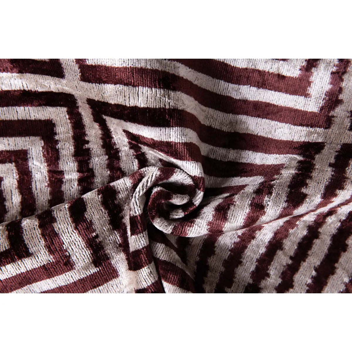 Luxury Silk Velvet Pillow - Brown & Beige Geometric Lumbar 16x24’’ - Canvello