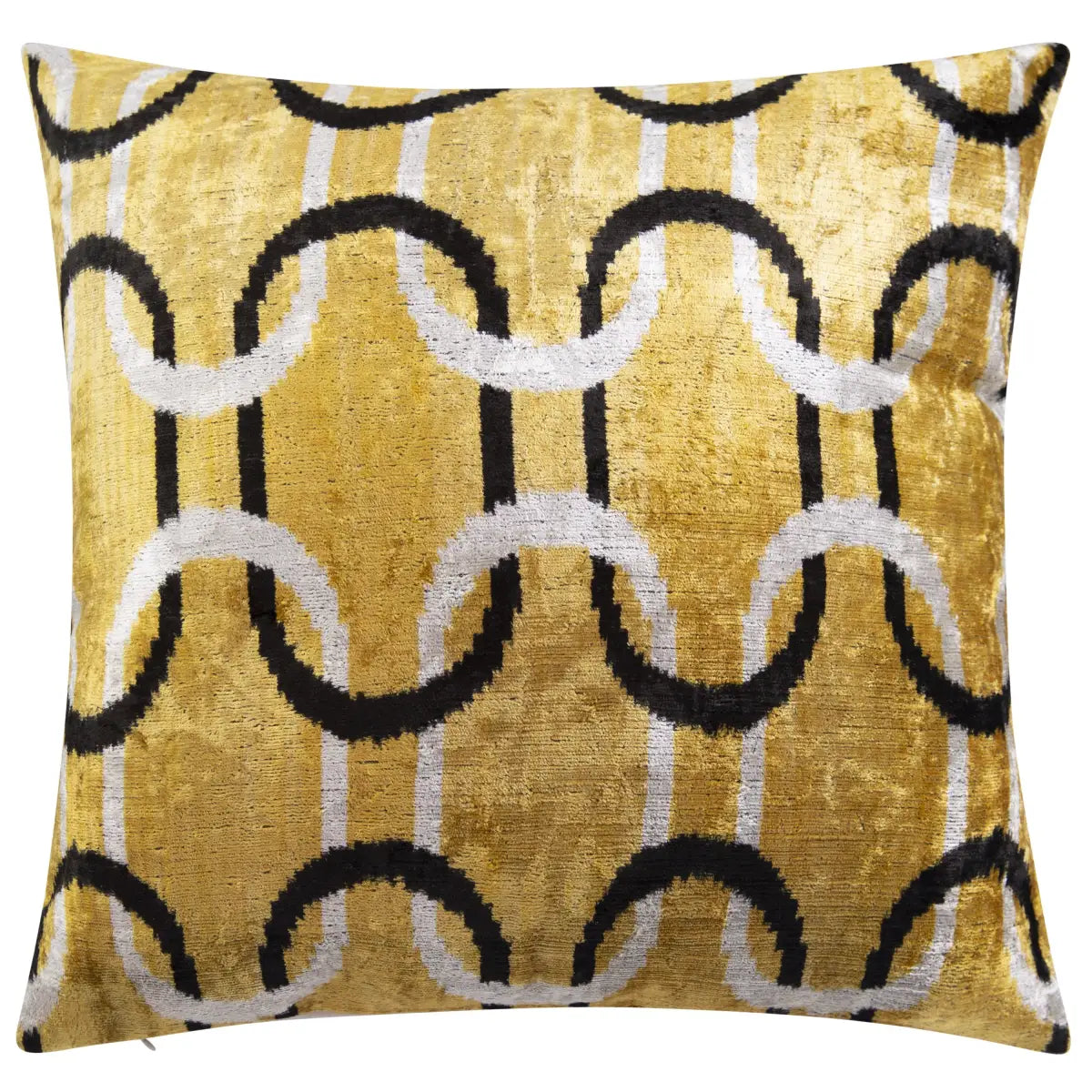 Luxury Silk Velvet Throw Pillow - Gold Black & White Chain Link Square 20x20’’ - Canvello