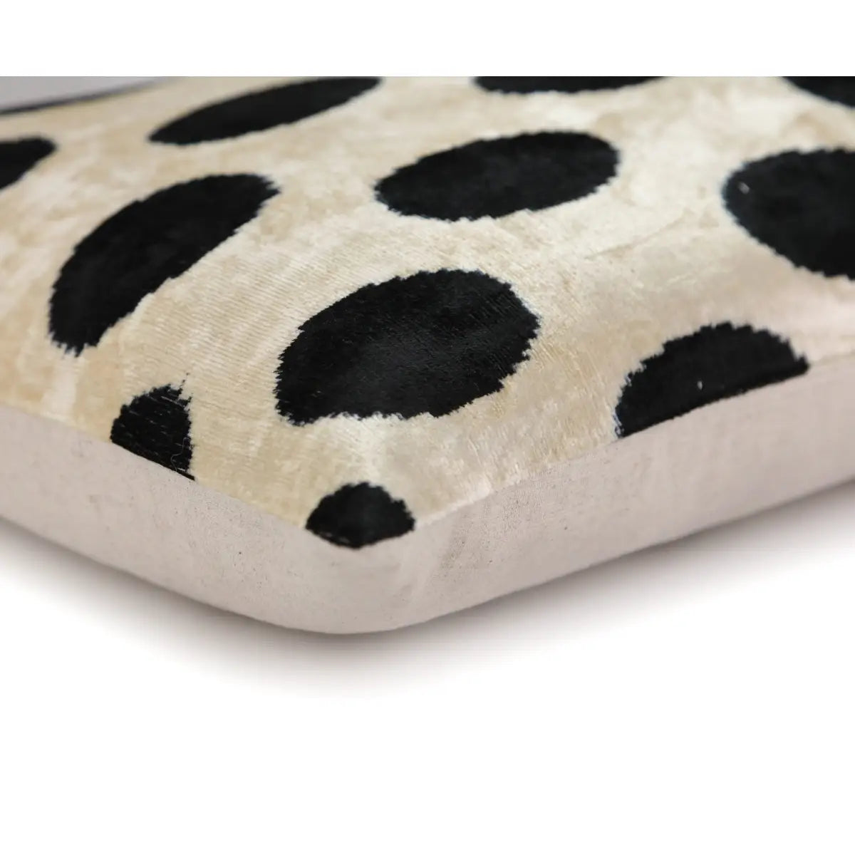 Luxury Velvet Pillow – Black & Ivory Polka Dot Lumbar 16x24 - Canvello
