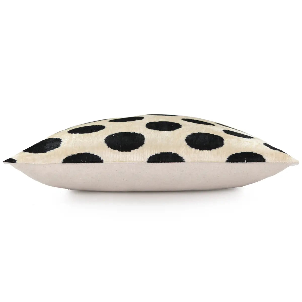 Luxury Velvet Pillow – Black & Ivory Polka Dot Lumbar 16x24 - Canvello