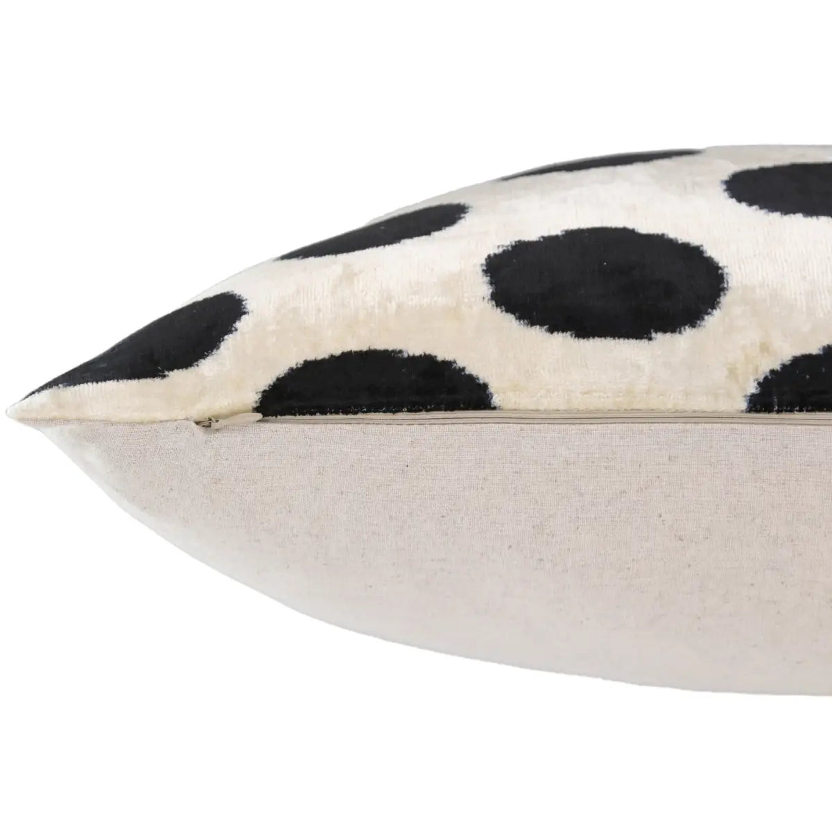Luxury Velvet Pillow – Black & Ivory Polka Dot Lumbar 16x24 - Canvello