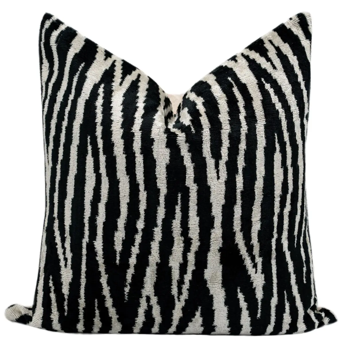 Handmade Velvet Throw Pillow with Black and White Zebra Print Design - High-Quality 20x20 Inch Decorative Accent