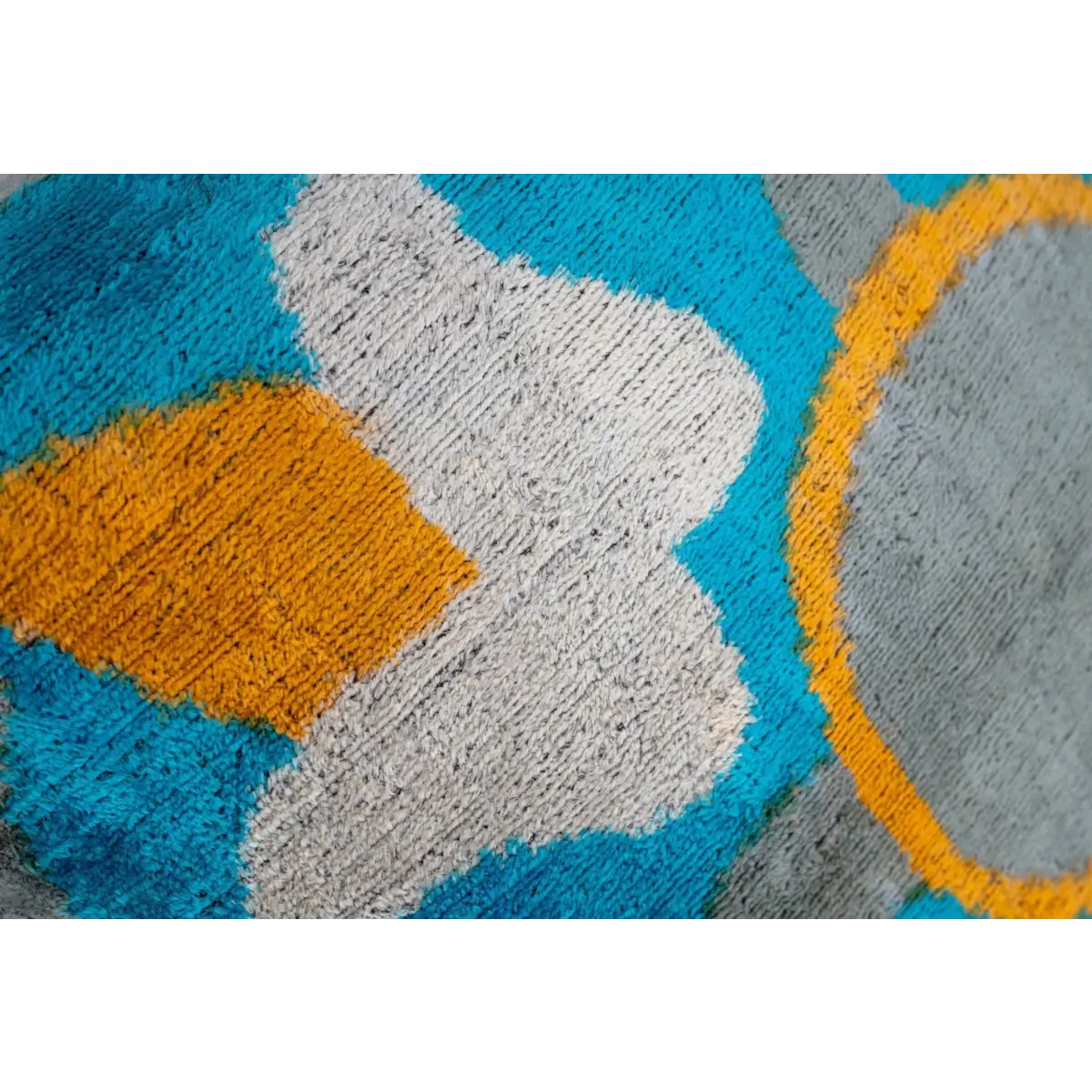 Handmade Velvet Throw Pillow with Blue Yellow and Gray Geometric Design - High-Quality 20x20 Inch Decorative Accent