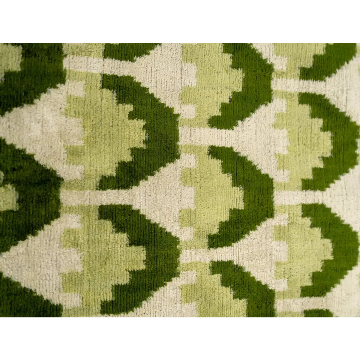 Handmade Velvet Throw Pillow with Green and Cream Geometric Design - High-Quality 20x20 Inch Decorative Accent