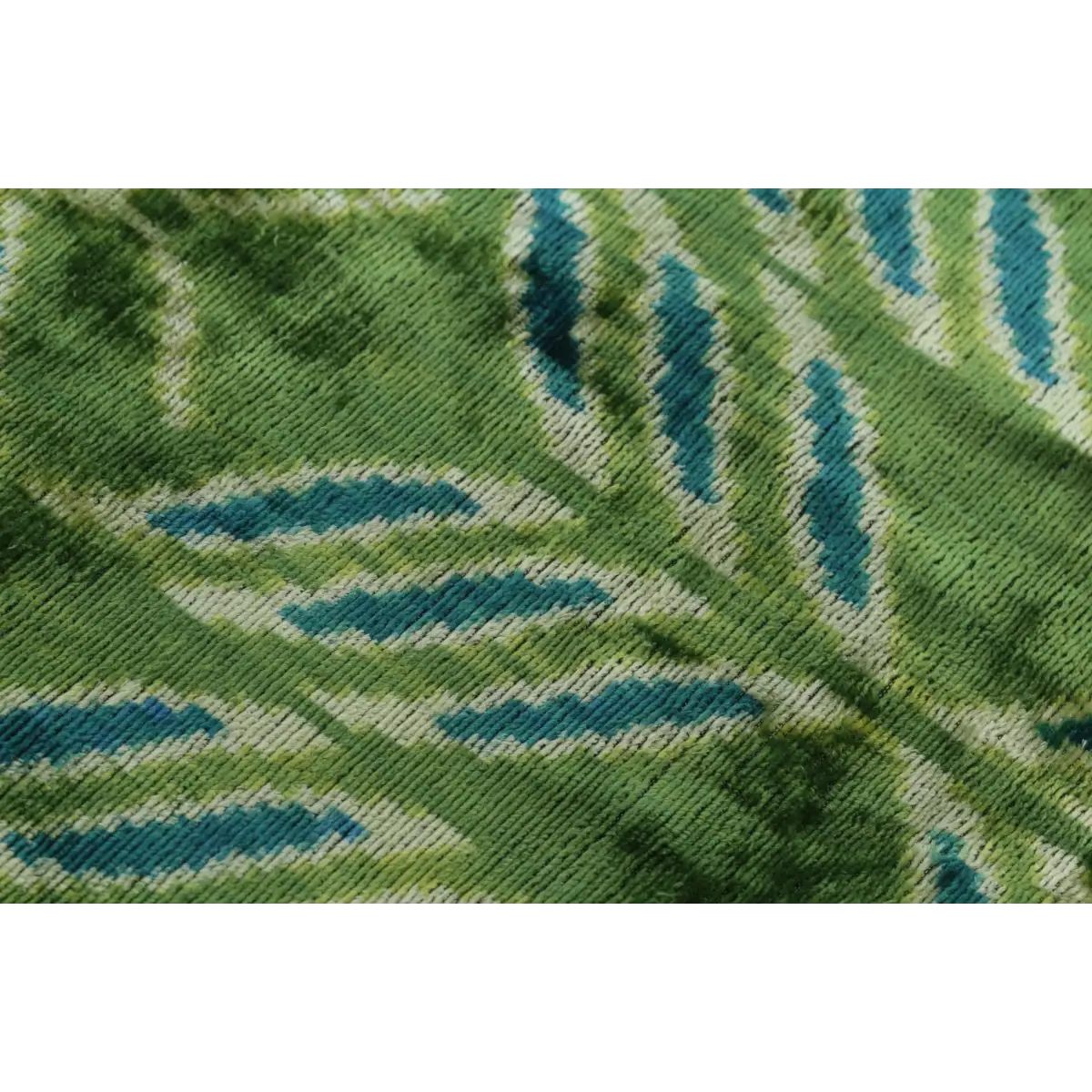 Handmade Velvet Throw Pillow with Green and Teal Ikat Design - High-Quality 20x20 Inch Decorative Accent with Premium