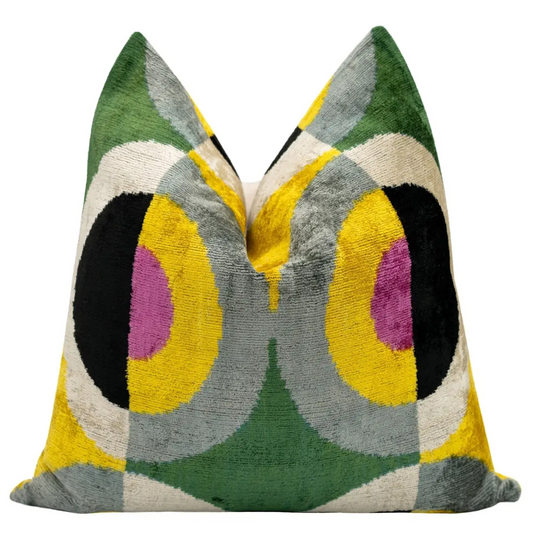 Handmade Velvet Throw Pillow with Modern Abstract Design - High-Quality 20x20 Inch Decorative Accent with Premium Down