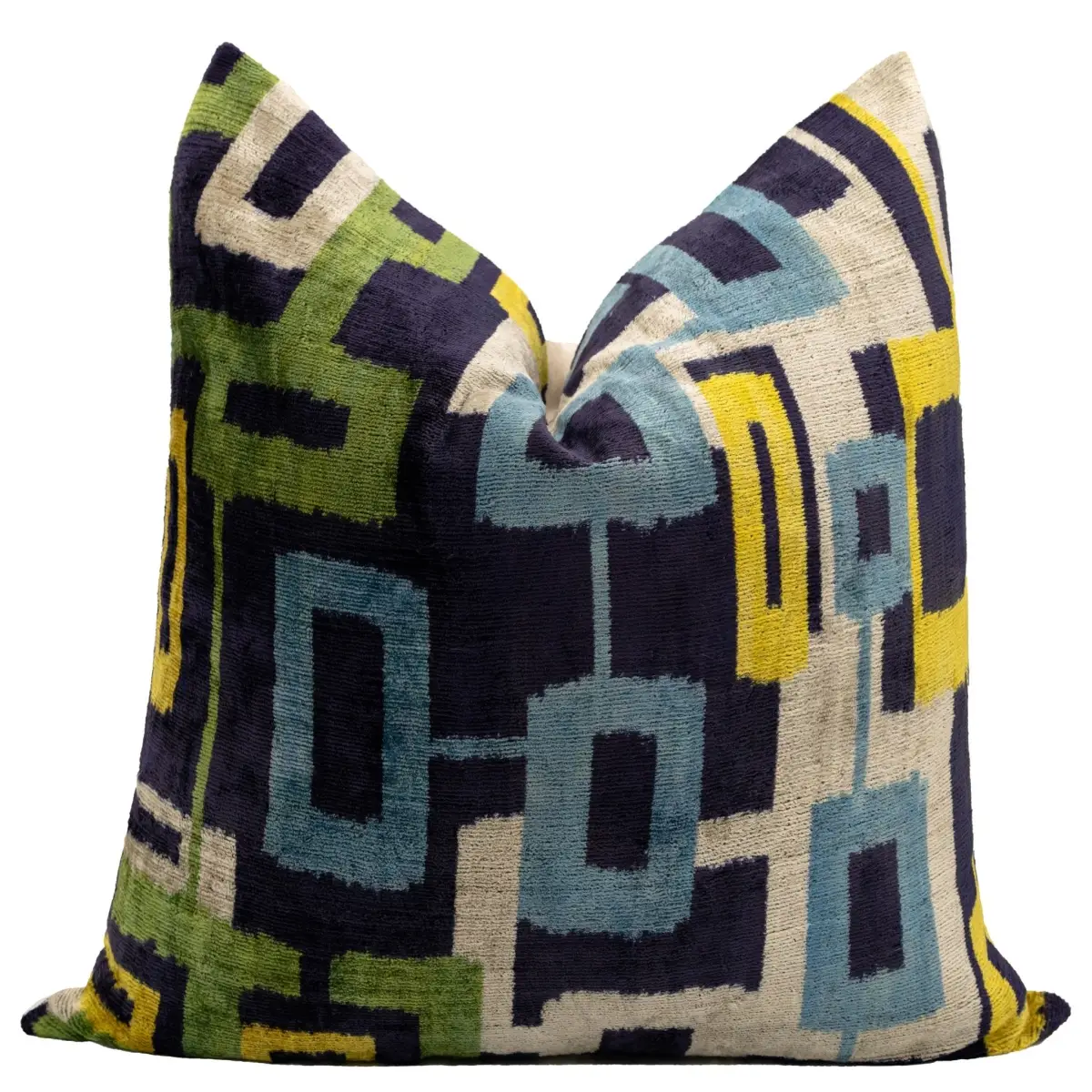 Handmade Velvet Throw Pillow with Modern Geometric Design - High-Quality 20x20 Inch Decorative Accent with Premium Down