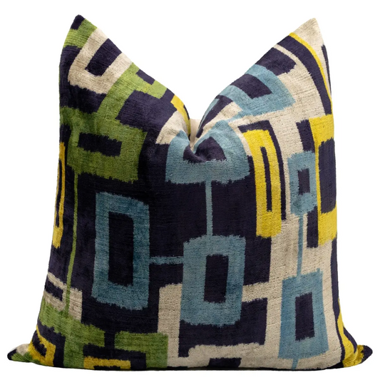 Handmade Velvet Throw Pillow with Modern Geometric Design - High-Quality 20x20 Inch Decorative Accent with Premium Down