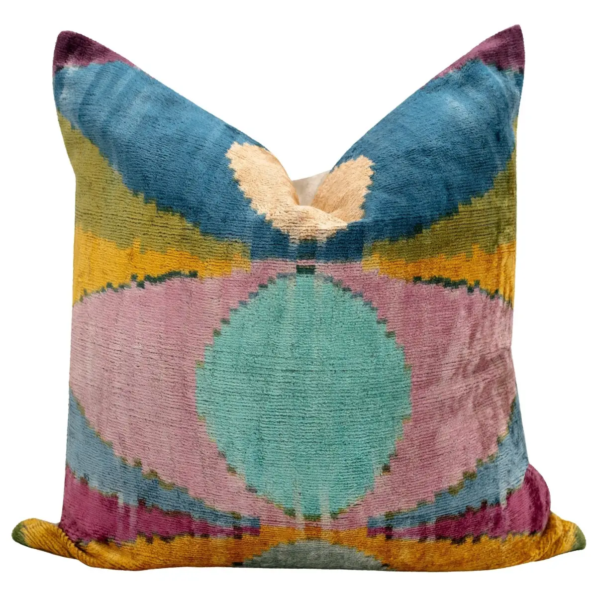 Handmade Velvet Throw Pillow with Multicolor Abstract Design - High-Quality 20x20 Inch Decorative Accent with Premium