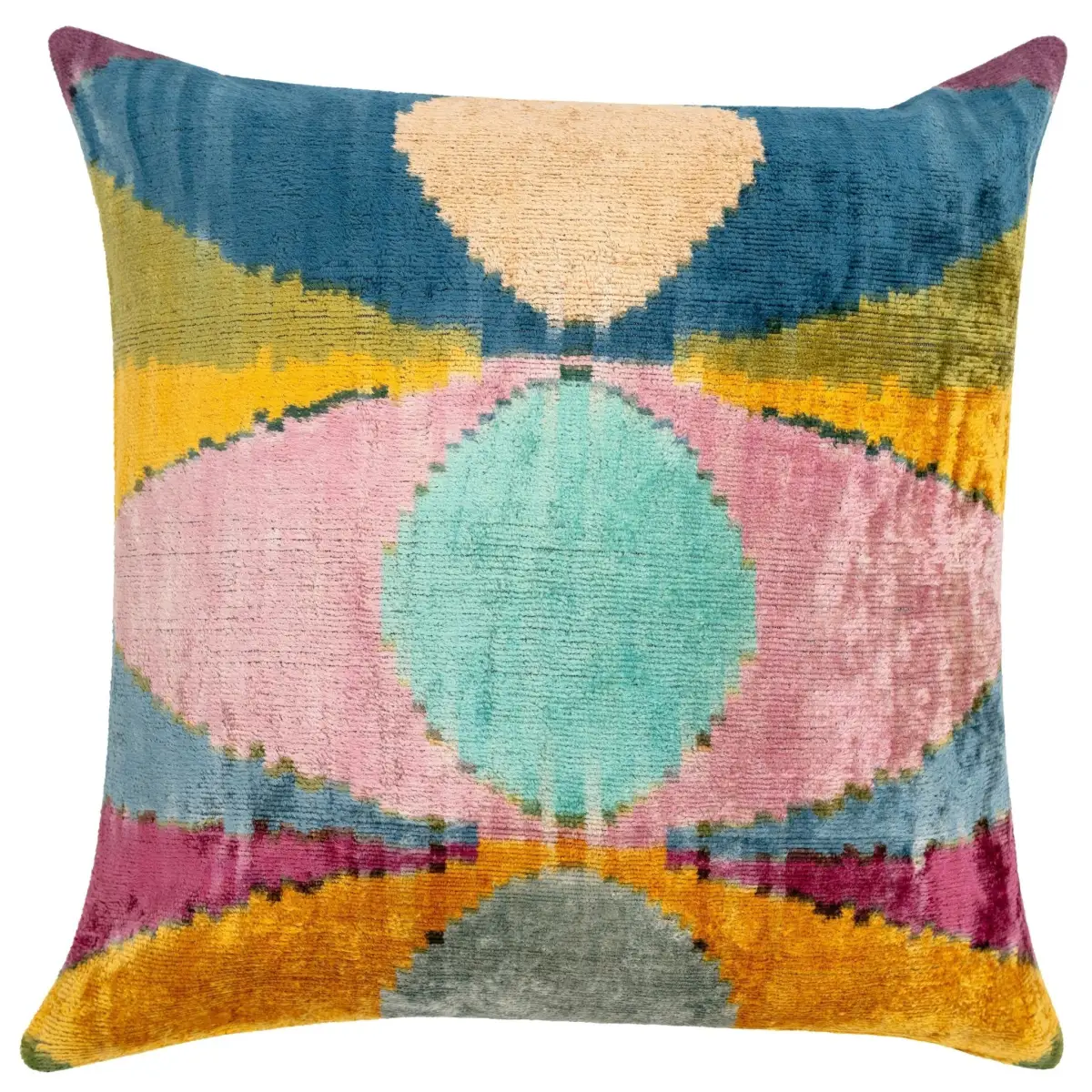 Handmade Velvet Throw Pillow with Multicolor Abstract Design - High-Quality 20x20 Inch Decorative Accent with Premium