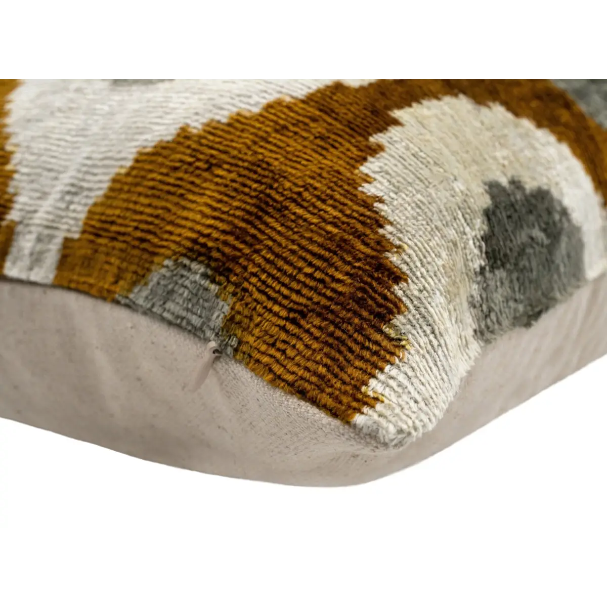 Handmade Velvet Throw Pillow with Mustard and Grey Geometric Design - High-Quality 20x20 Inch Decorative Accent