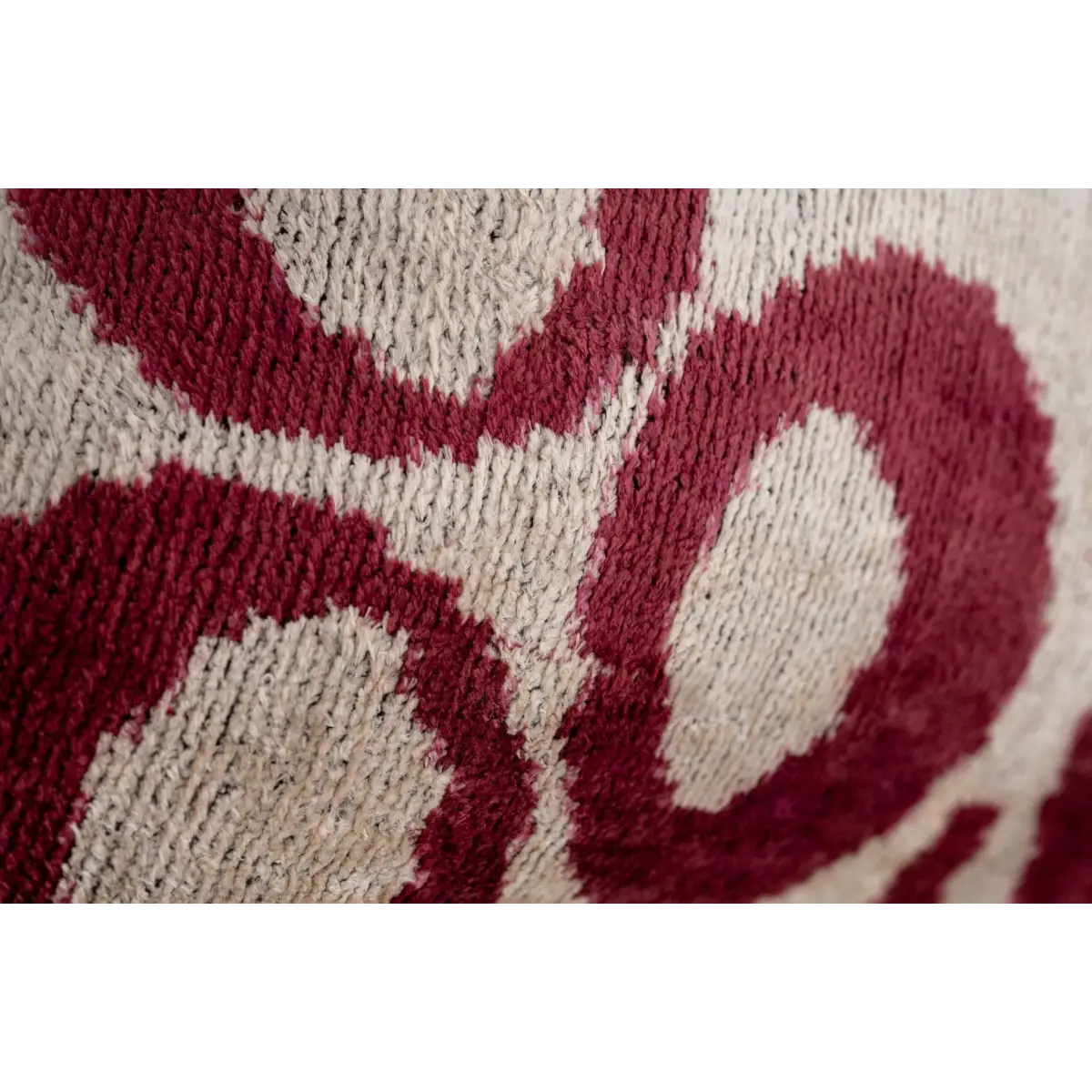 Handmade Velvet Throw Pillow with Red and Beige Geometric Design - High-Quality 20x20 Inch Decorative Accent