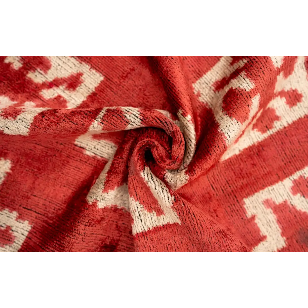 Handmade Velvet Throw Pillow with Red and Cream Geometric Star Design - High-Quality 20x20 Inch Decorative Accent