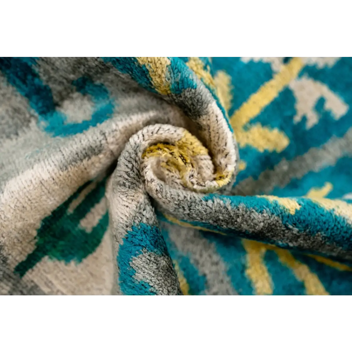 Handmade Velvet Throw Pillow with Turquoise and Yellow Ikat Design - High-Quality 20x20 Inch Decorative Accent