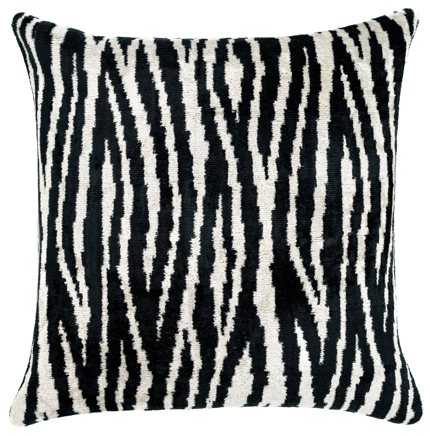 Almohada decorativa de terciopelo hecha a mano con diseño de estampado de cebra en blanco y negro: acento decorativo de alta calidad de 20 x 20 pulgadas con inserto de plumas de primera calidad